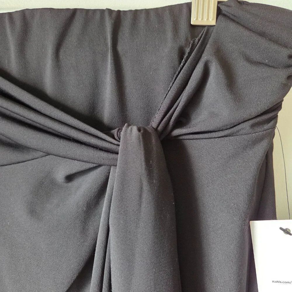 NWT NINE WEST BLACK WRAP / TIE STYLE MIDI SKIRT SIZE XL - Picture 6 of 16
